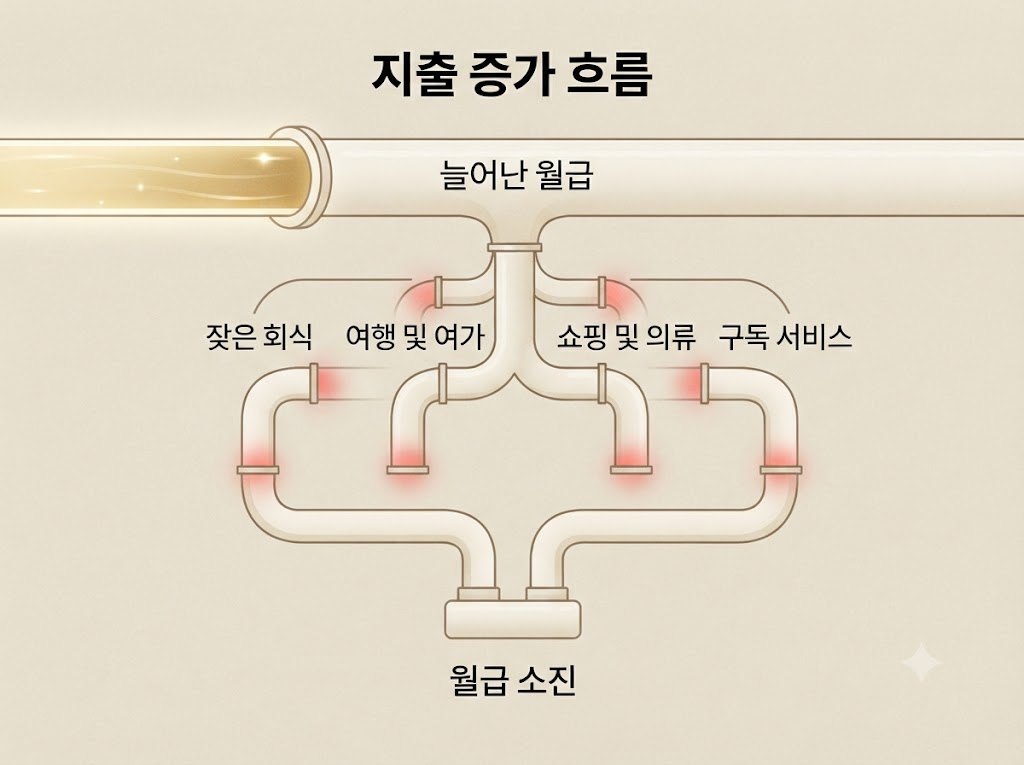 월급 인상, 늘어난 지출 항목별 흐름