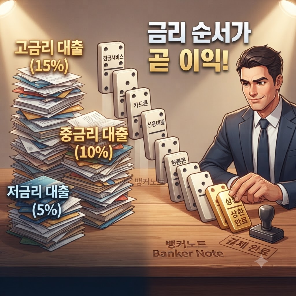 금리가 높은 대출부터 갚아나가는 상환 순서를 보여주는 그림