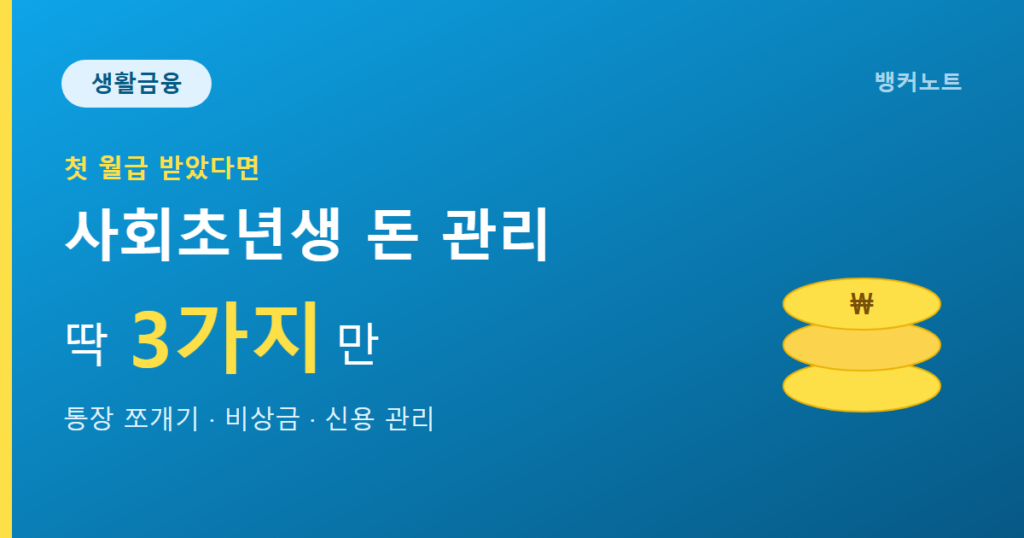 사회초년생이 첫 월급부터 챙길 돈 관리 세 가지, 통장 쪼개기와 비상금과 신용 관리