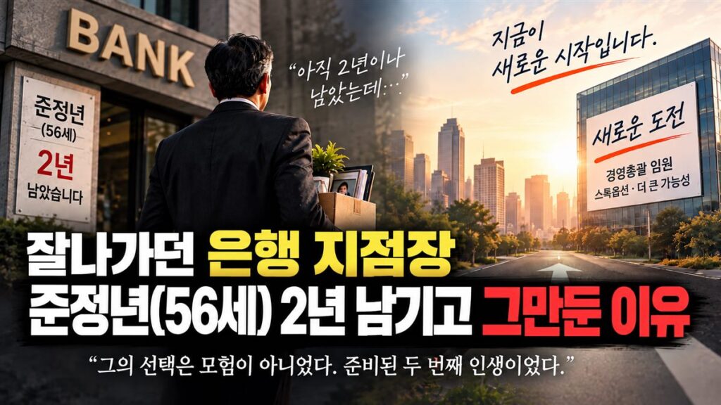 잘나가던 은행 지점장이 준정년 2년 전 명함 상자를 들고 은행을 나서는 모습